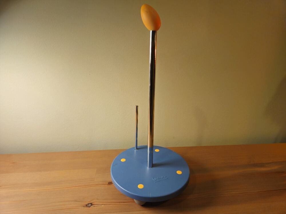 1990s Michael Graves Slate Blue Paper Towel Holder Rare Vintage Pop Art Egg